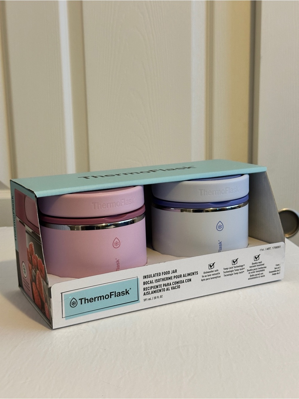 ThermoFlask Insulated Food Jars Pink Purple 2-Pack 20oz New